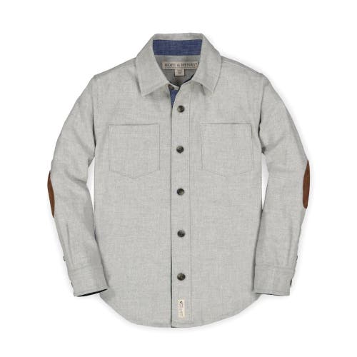 Hope & Henry Baby Boys' Organic Flannel Shirt, Infant In Grey Heather Elbow Patches