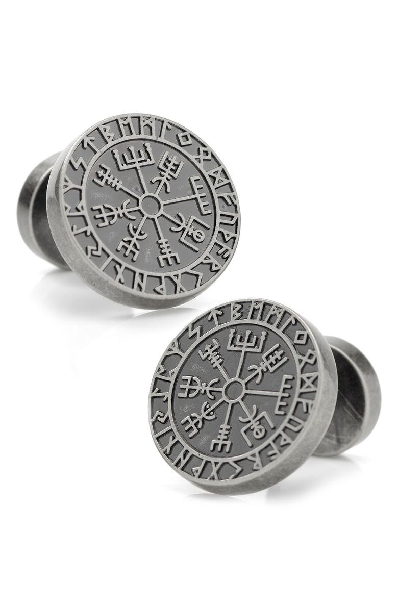 Cufflinks, Inc. Viking Compass Cuff Links, Main, color, Silver