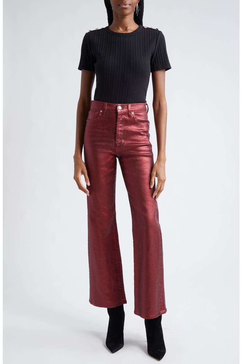 Crosbie High Waist Wide Leg Metallic Pants, Alternate, color, BURGUNDY