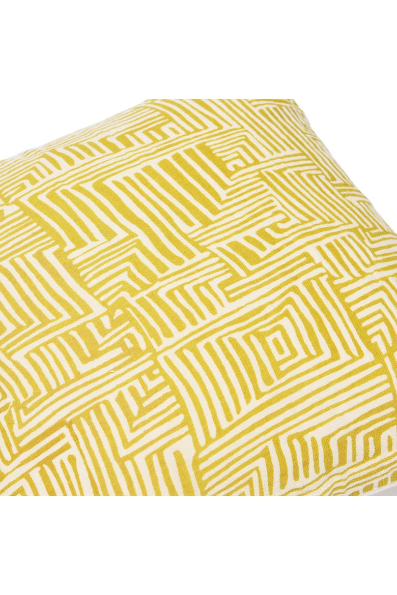 Cotton Pillow with Kuba Cloth Pattern, Alternate, color, Yellow