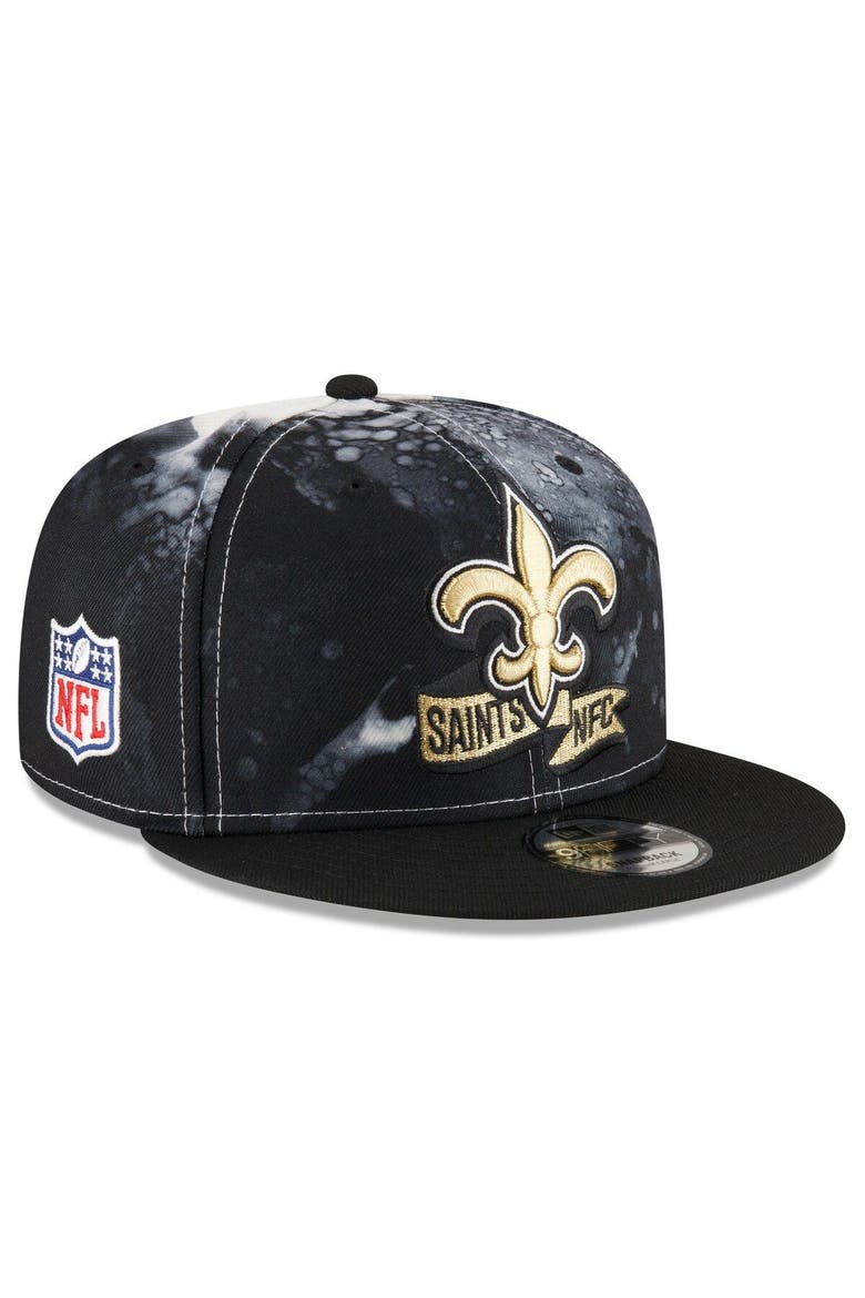 Men's New Era  New Orleans Saints 2022 Sideline 9FIFTY Ink Dye Snapback Hat, Main, color, Black