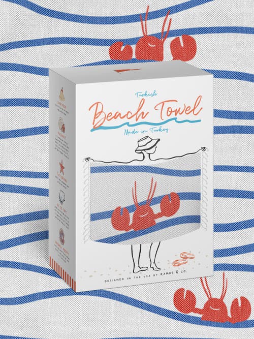 Ramus & Co Oversized 37" X 71" Preppy Turkish Beach Towel By  In Blue