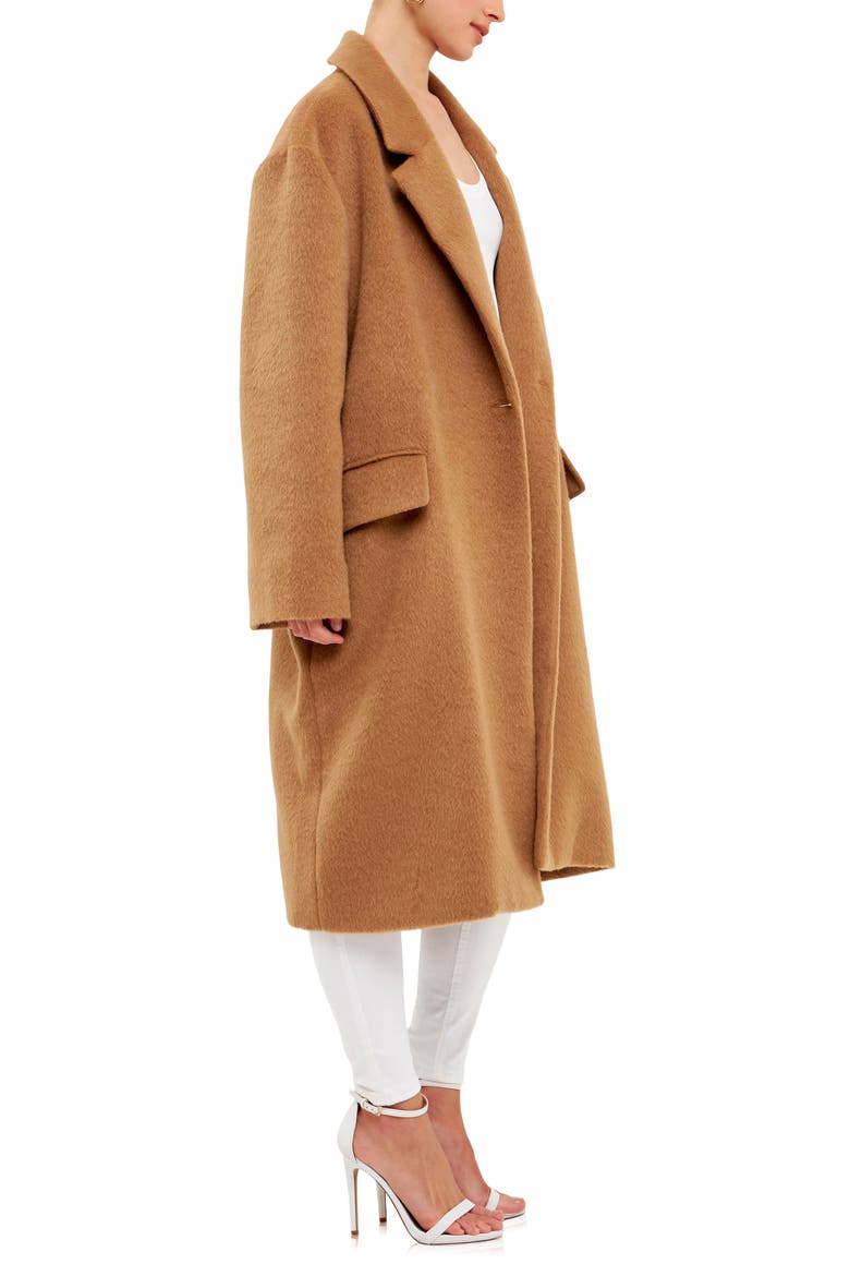 Oversize Brushed Coat, Alternate, color, CAMEL