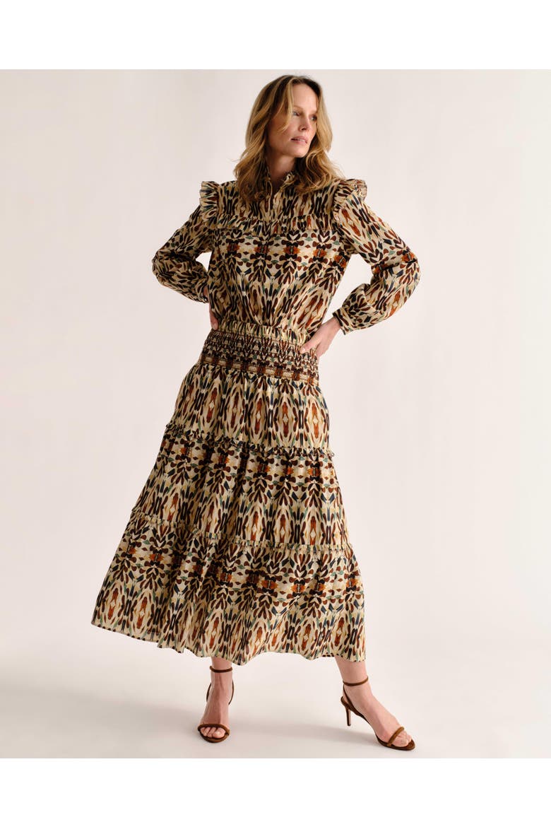 Kylie Smocked Midi Skirt, Alternate, color, Kaleidoscope Print