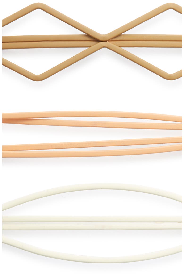 Three-Pack Geo Coated Acetate Hairpins, Alternate, color, EARTHEN SAND MULTI