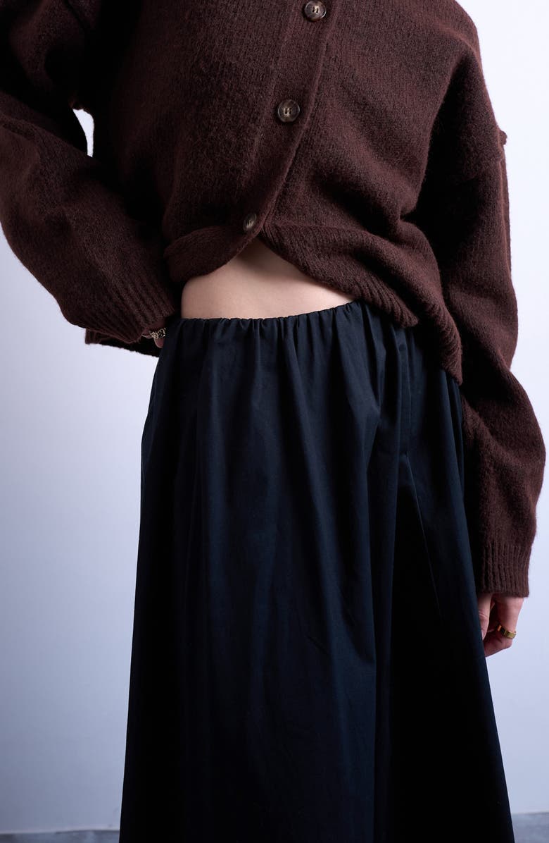 Topshop Stretch Cotton Twill A-Line Skirt, Alternate, color, Black