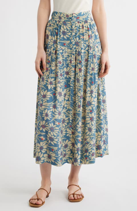 The Highland Floral Button Front Skirt