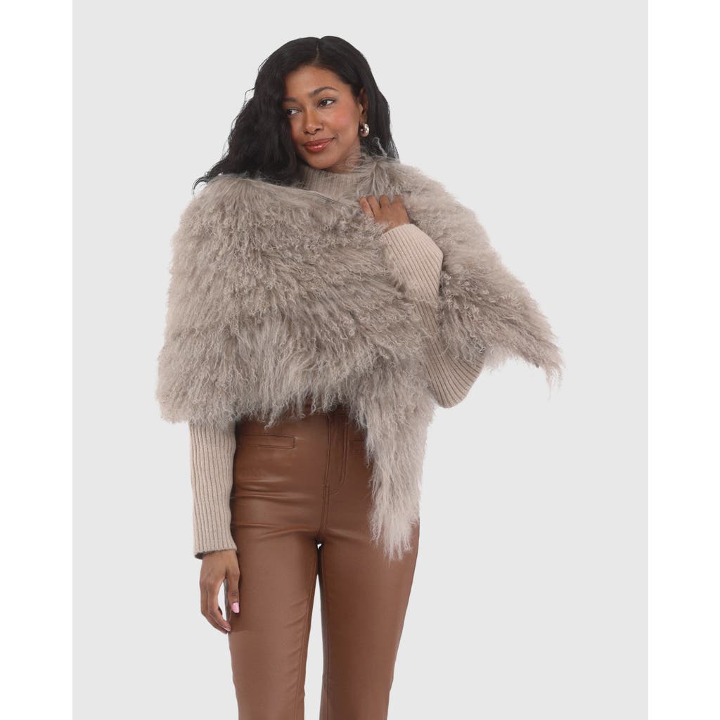 Gorski Select Mongolian Lamb Shawl In Brown