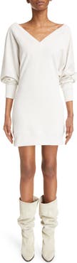 Isabel Marant Étoile Manuela Long Sleeve V-Neck Sweatshirt Dress