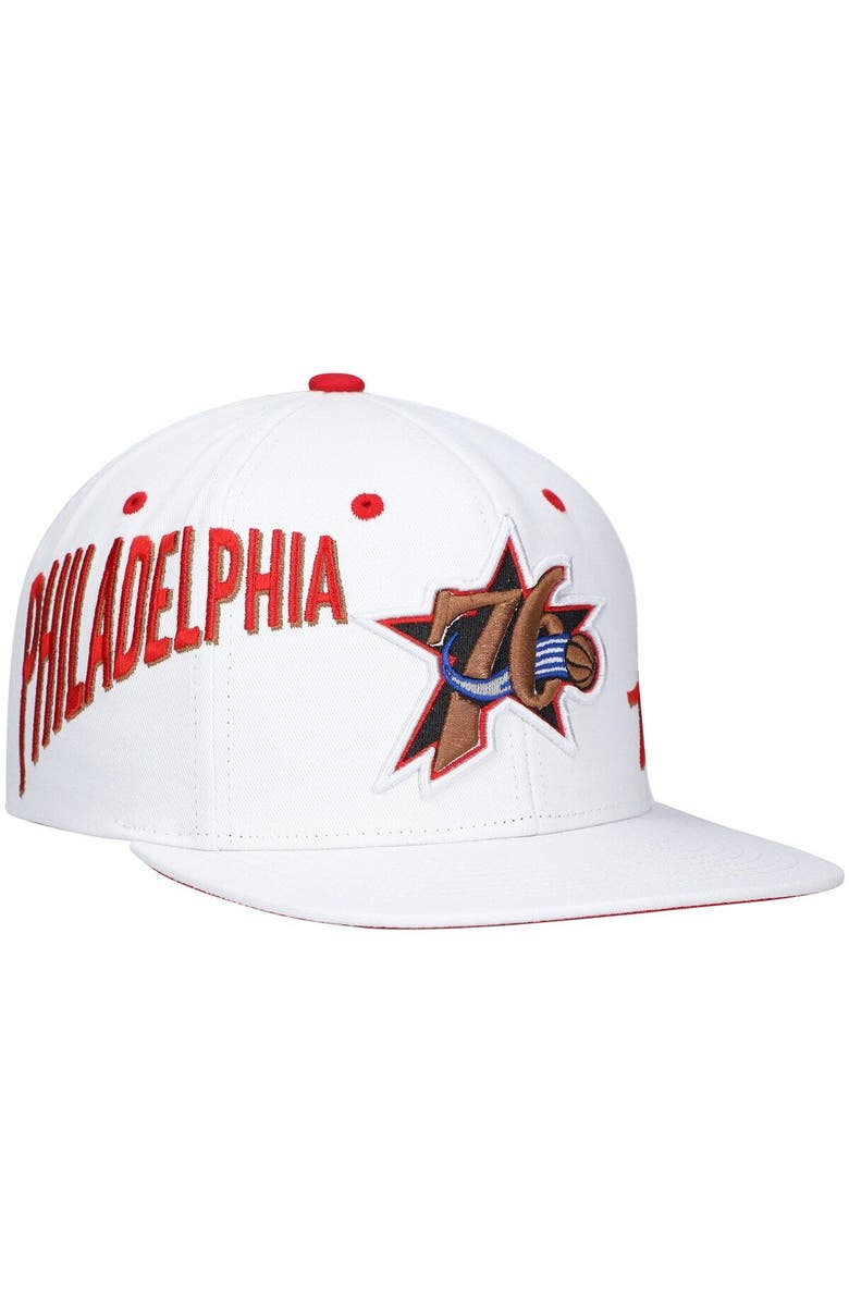 Mitchell & Ness Men's Mitchell & Ness x Lids White Philadelphia 76ers Hardwood Classics Reppin Retro Snapback Hat, Main, color, 