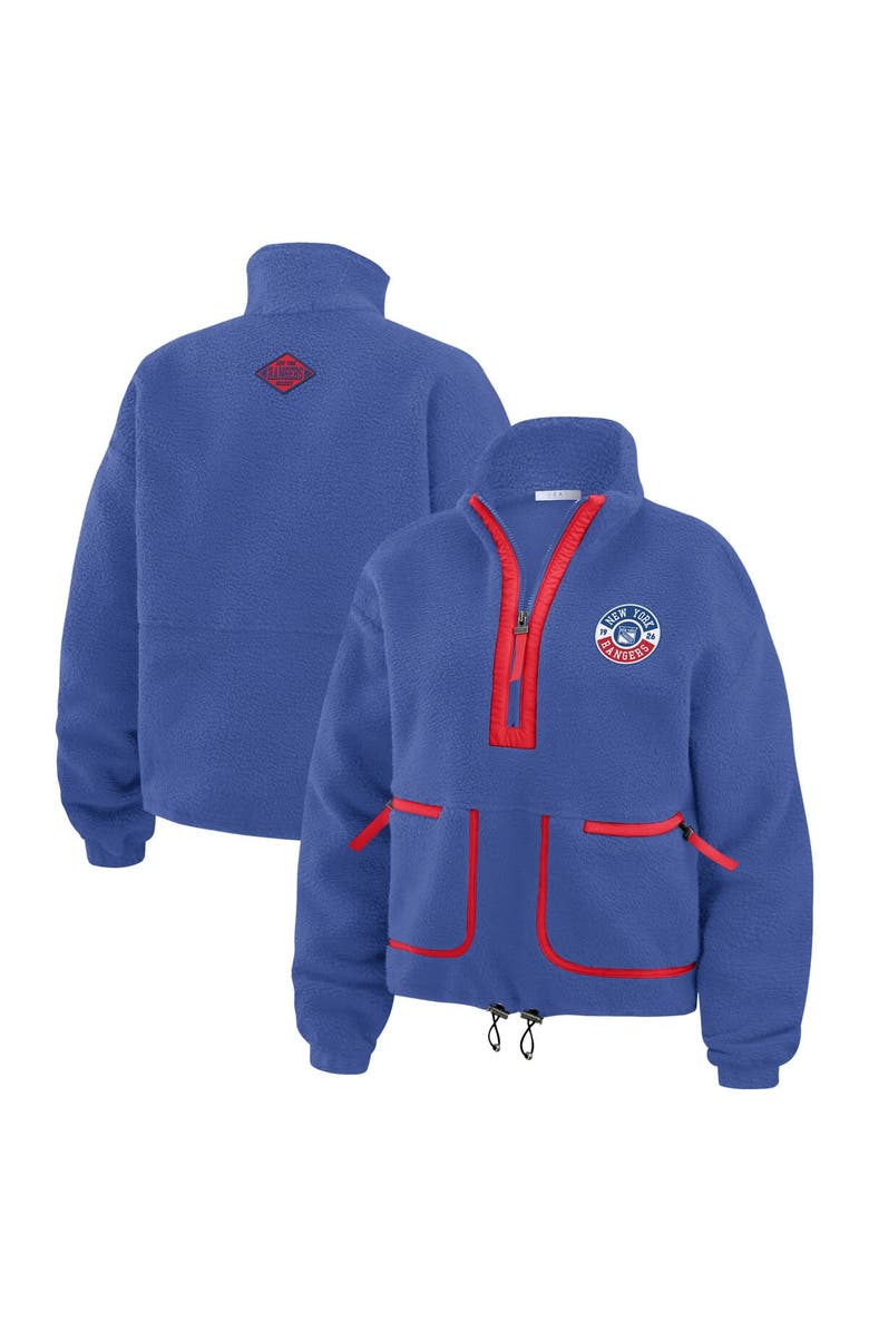 WEAR by Erin Andrews Women's WEAR by Erin Andrews  Blue New York Rangers Polar Fleece Half-Zip Jacket, Alternate, color, Blue