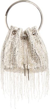 Jimmy Choo Bon Bon Beaded Fringe Satin Bucket Bag