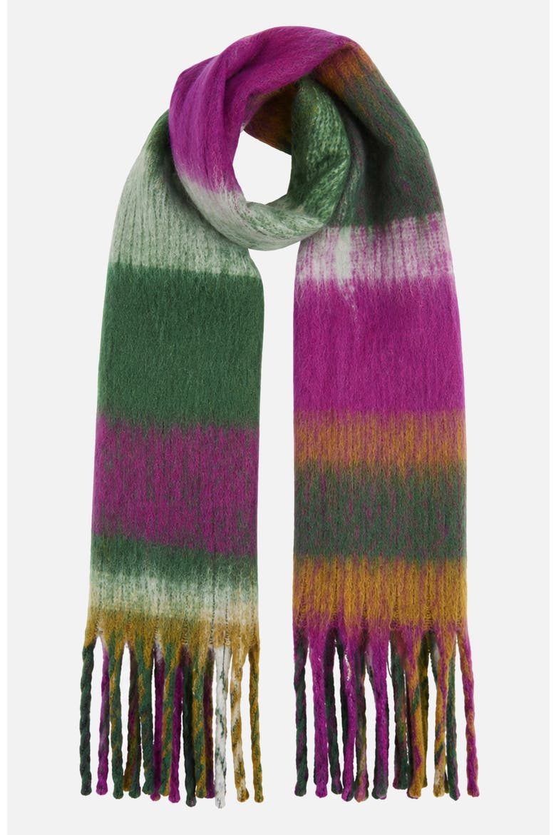 Oversize Brushed Fringe Checked Scarf, Main, color, Purple