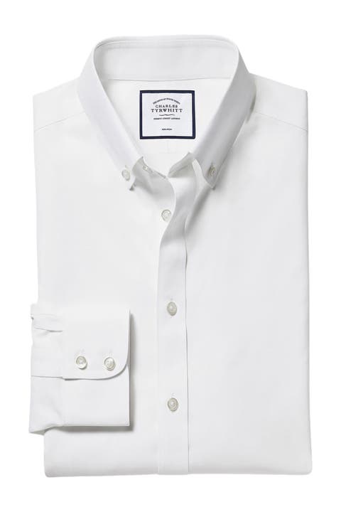 Non-Iron Button-Down Twill Slim Fit Shirt Single Cuff