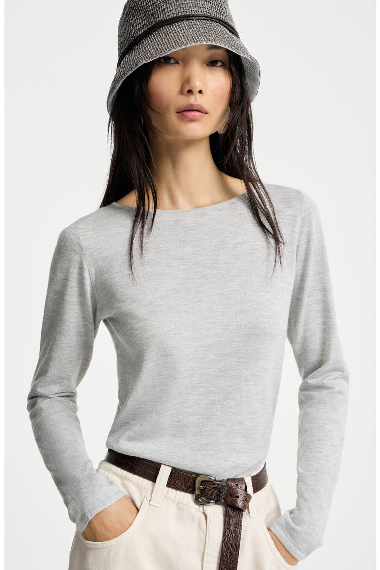 Cashmere and silk Sparkling sweater, Alternate, color, Pebble