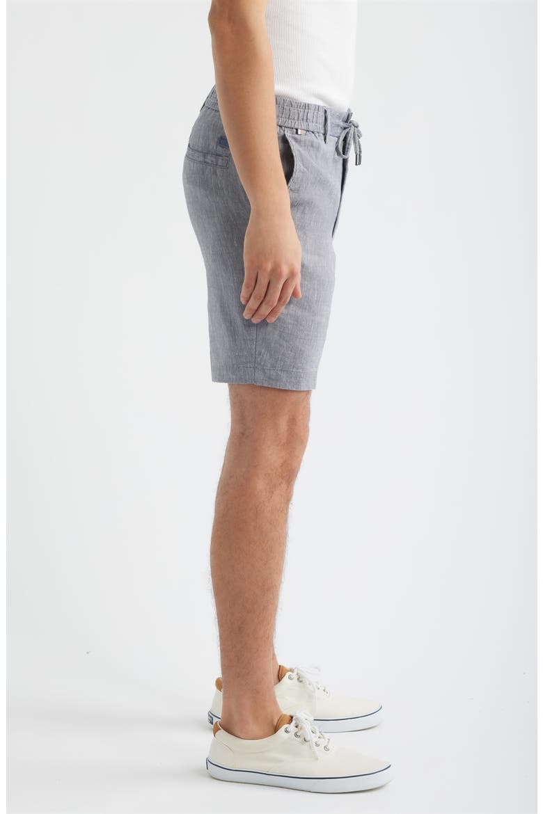 Kane Flat Front Linen Blend Drawstring Shorts, Alternate, color, OPEN BLUE