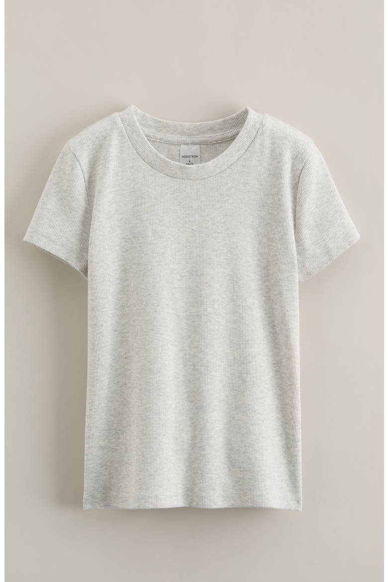 Kids' Rib Short Sleeve Shirt, Main, color, GREY OYSTER LIGHT HEATHER