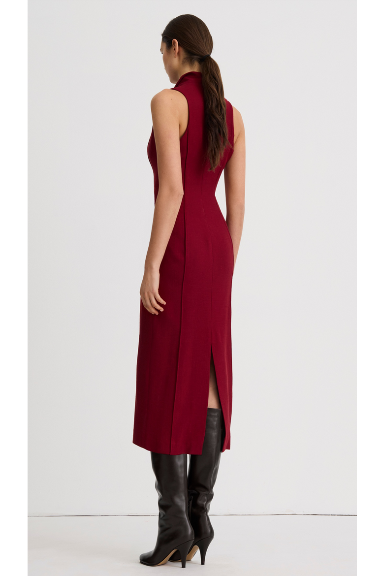 Funnel Neck Midi Dress, Alternate, color, Garnet Fleck