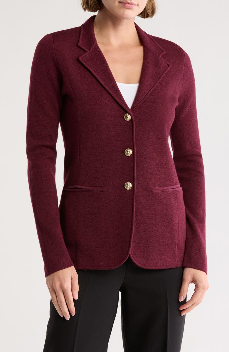 Bruno Magli Merino Wool Blazer, Main, color, Bordeaux