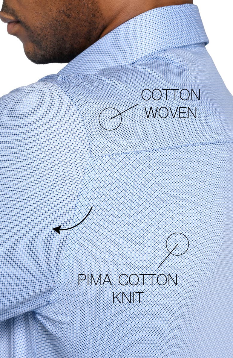 W.R.K Slim Fit Micro Geo Print Reworked Cotton Dress Shirt, Alternate, color, White/ Blue