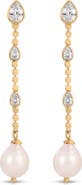 Ettika Teardrop Cubic Zirconia & Freshwater Pearl Drop Earrings