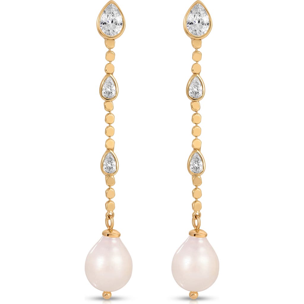Ettika Teardrop Cubic Zirconia & Freshwater Pearl Drop Earrings In Gold