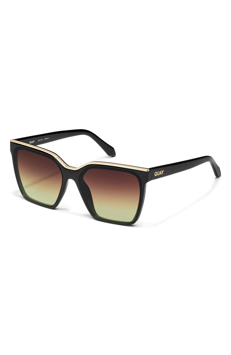 QUAY Level Up 60mm Square Sunglasses, Alternate, color, Black/ Brown Yellow