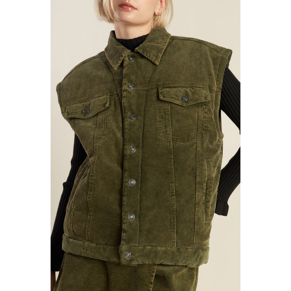 Freemarket Cotton Corduroy Vest In Green