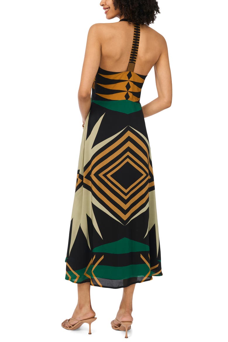Mixed Print Racerback Midi Dress, Alternate, color, RICH BLACK