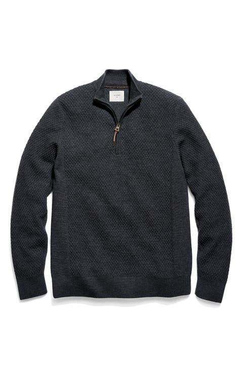 Honeycomb Wool Half Zip Sweater