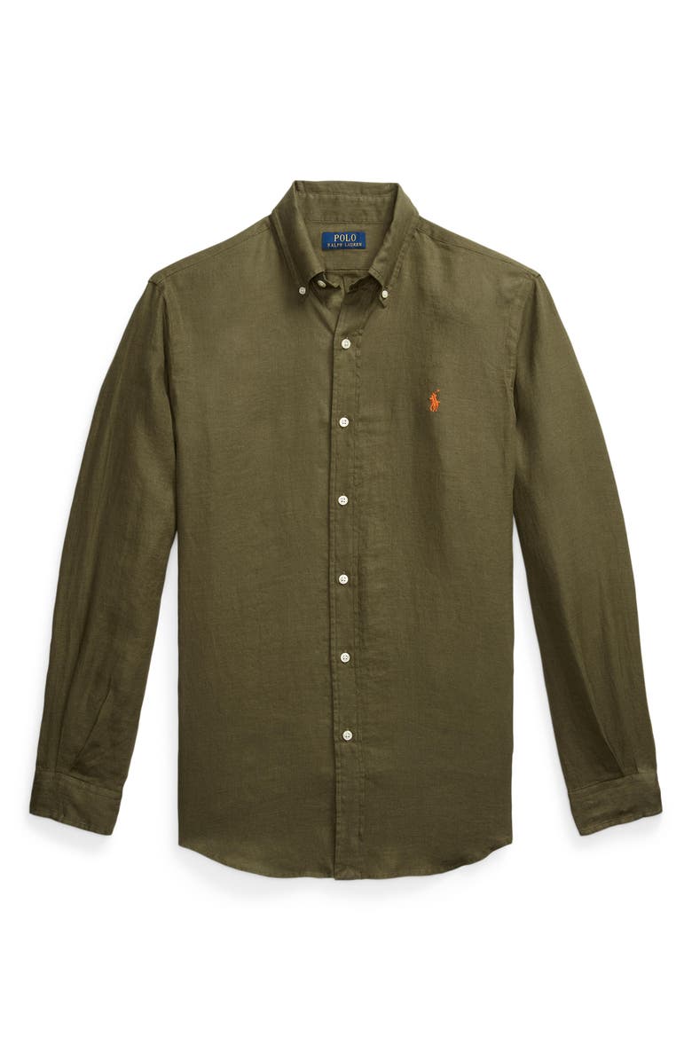 Polo Ralph Lauren Classic Fit Solid Linen Button-Down Shirt, Main, color, 
