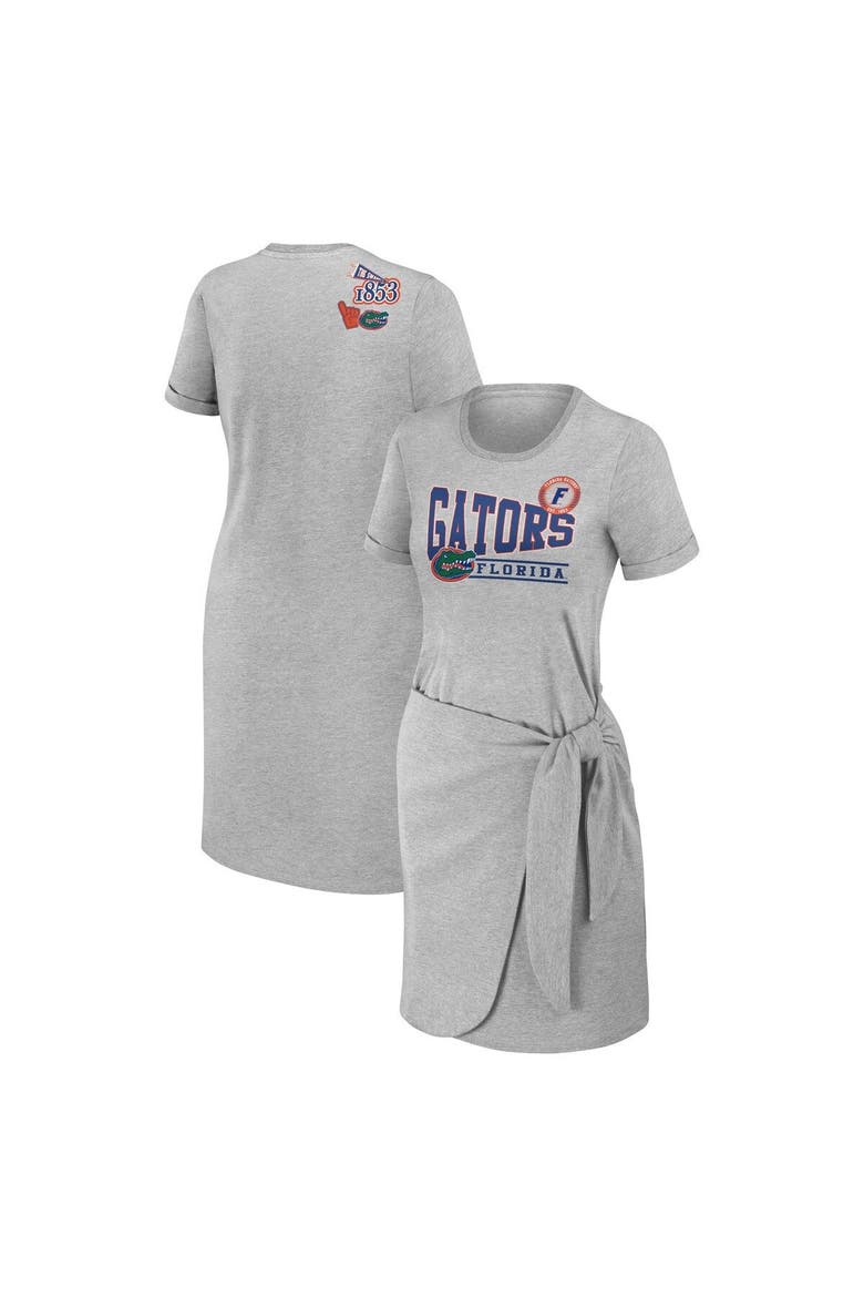 Women's WEAR by Erin Andrews Heather Gray Florida Gators Knotted T-Shirt Dress, Main, color, U. OF FLORIDA