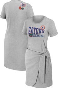 WEAR by Erin Andrews Women's WEAR by Erin Andrews Heather Gray Florida Gators Knotted T-Shirt Dress