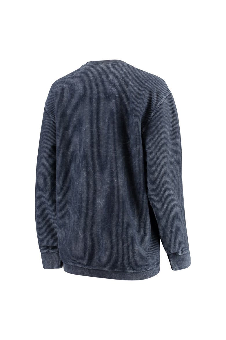 Women's Pressbox Navy Ole Miss Rebels Comfy Cord Vintage Wash Basic Arch Pullover Sweatshirt, Alternate, color, Navy