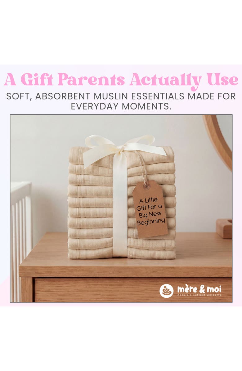 Mère & Moi Muslin Burp Cloths, Alternate, color, Beige