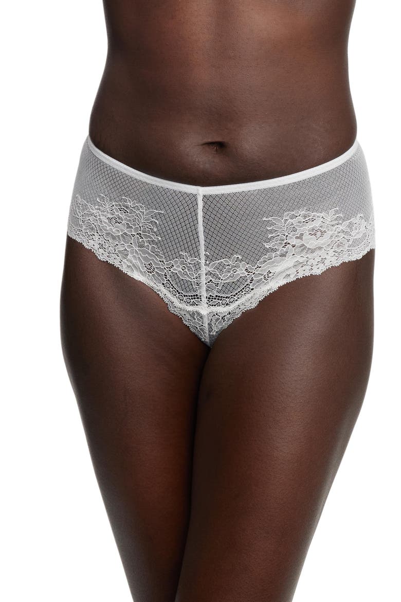 Flaunt Lace High Rise Thong, Main, color, White