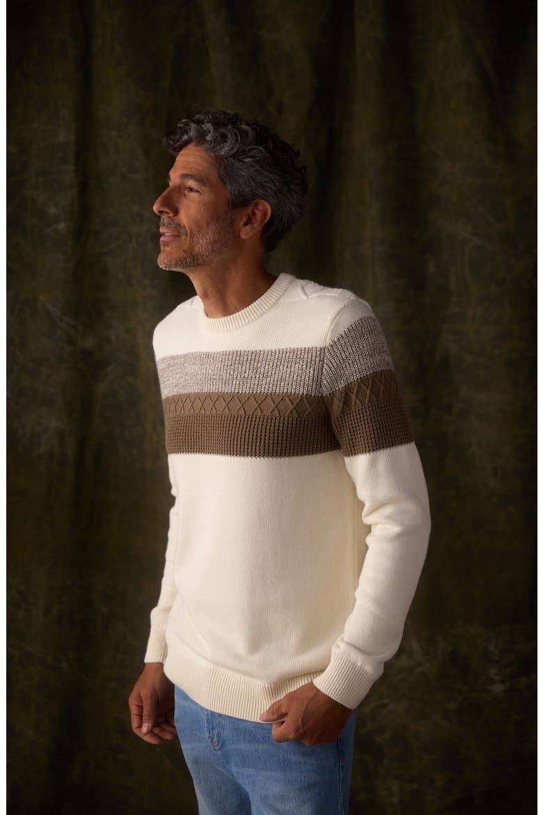 Tom Placed Stripe Cotton Sweater, Alternate, color, CREAM/JUTE