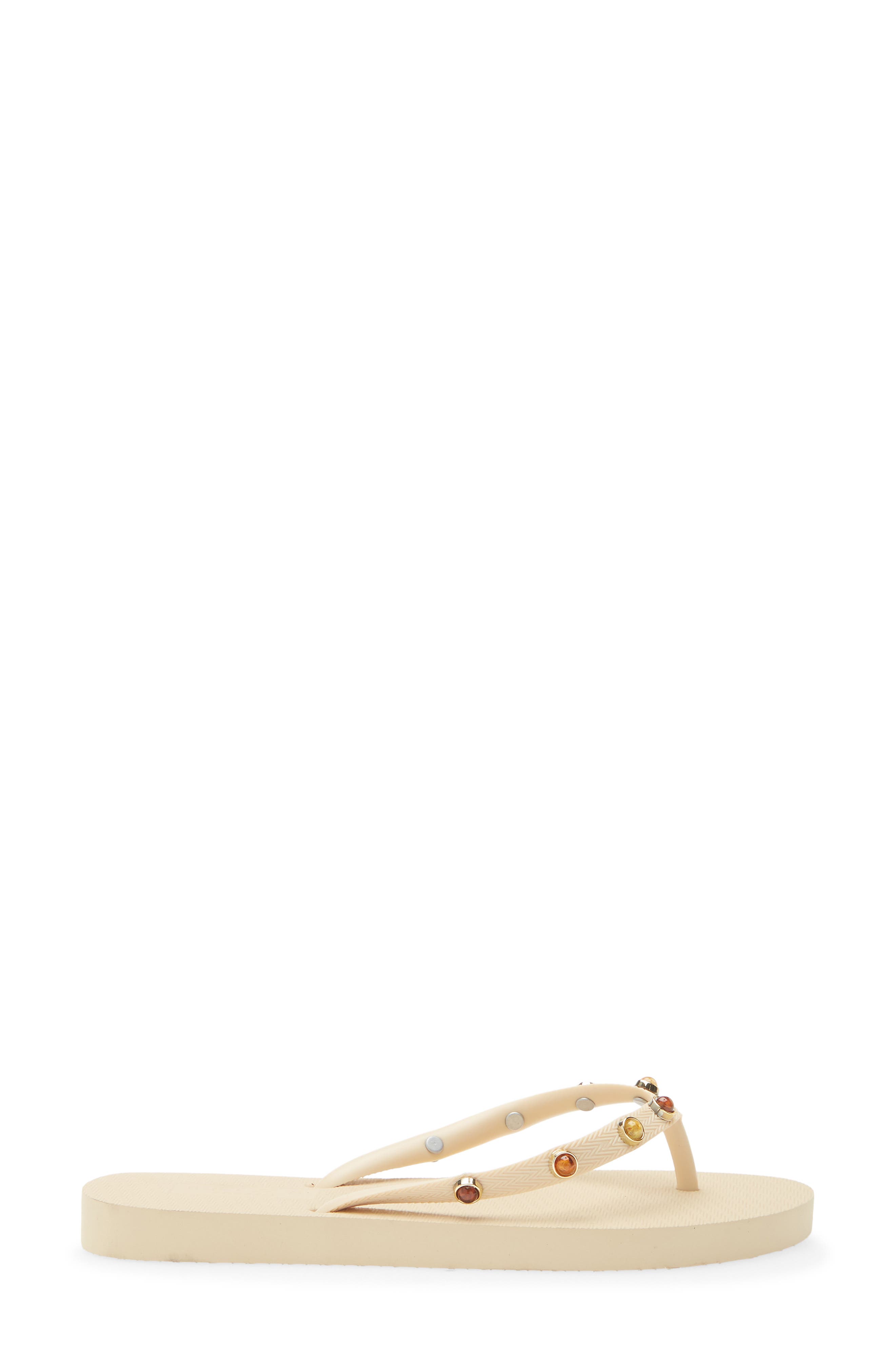 Stone Embellished Flip Flop, Alternate, color, CREAM