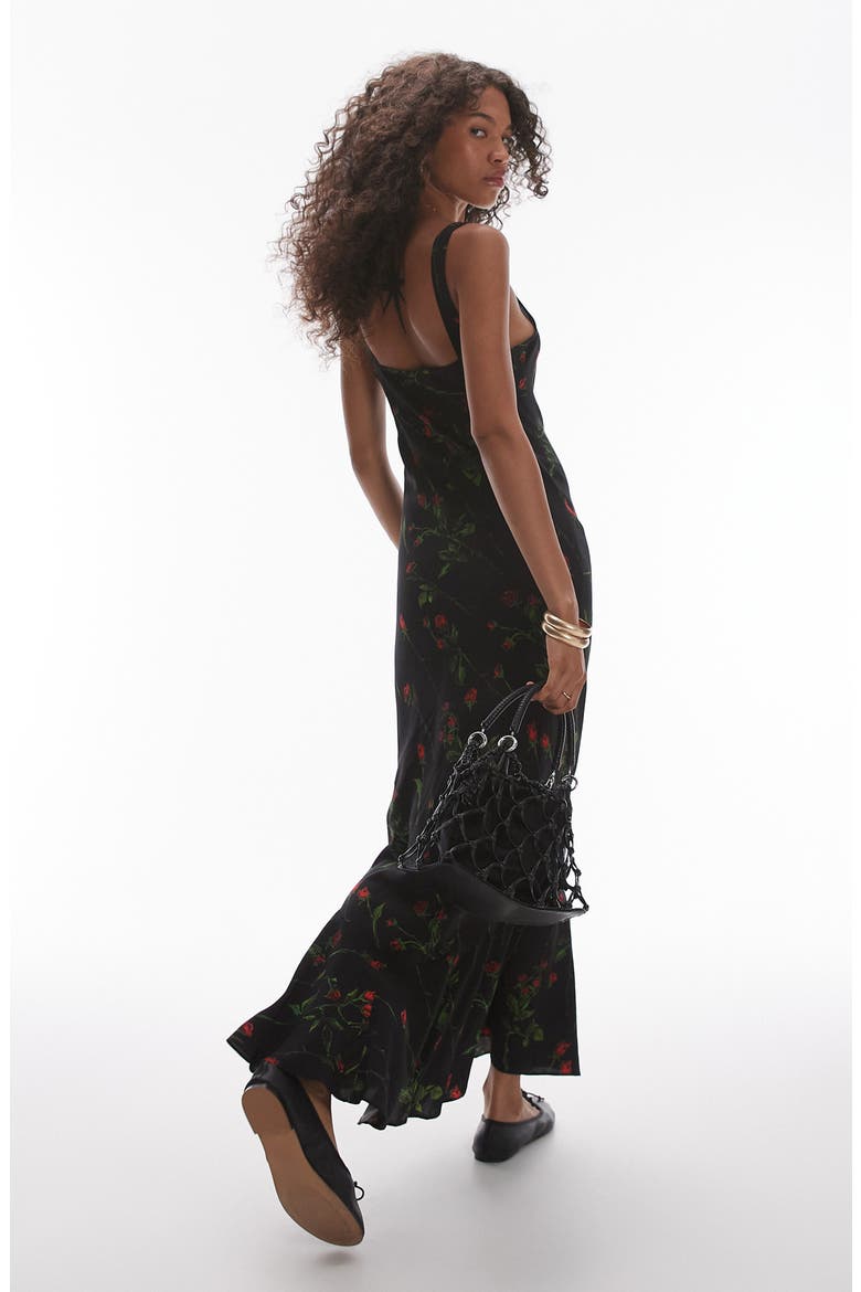 Floral Maxi Dress, Alternate, color, BLACK