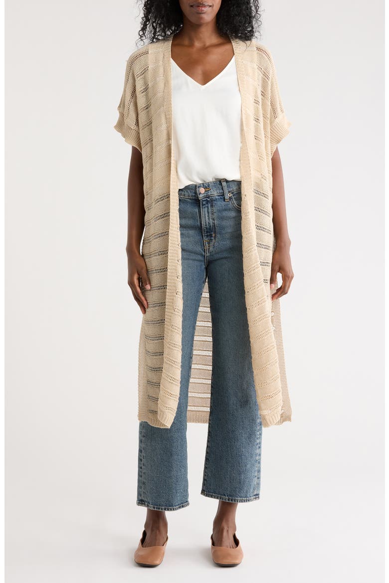 Shine Knit Duster, Main, color, SAND