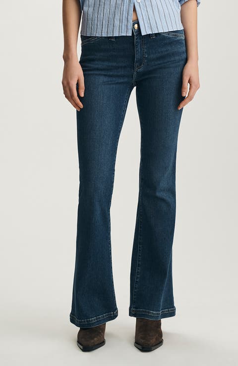 Sydney Mid Rise Flare Jeans (Dark Brushed Gold Premium)