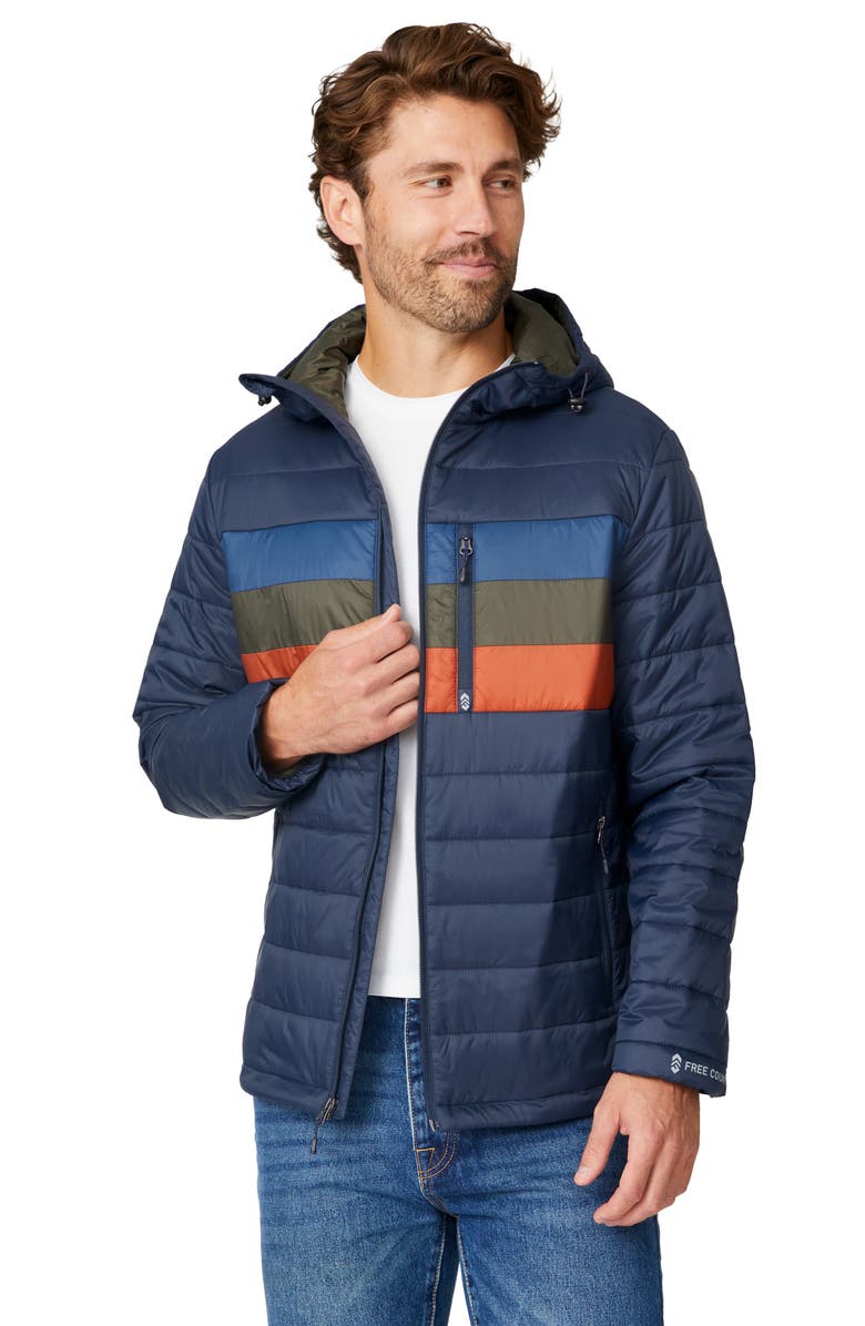Free Country Colorblock Puffer Jacket, Alternate, color, Navy