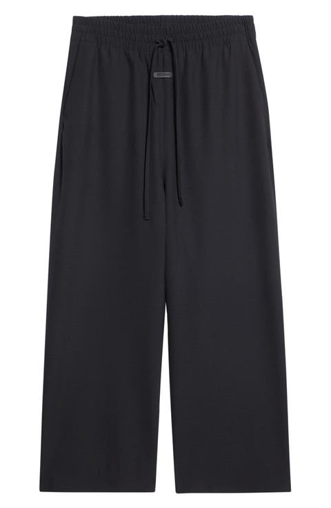 Virgin Wool Wide Leg Drawstring Pants
