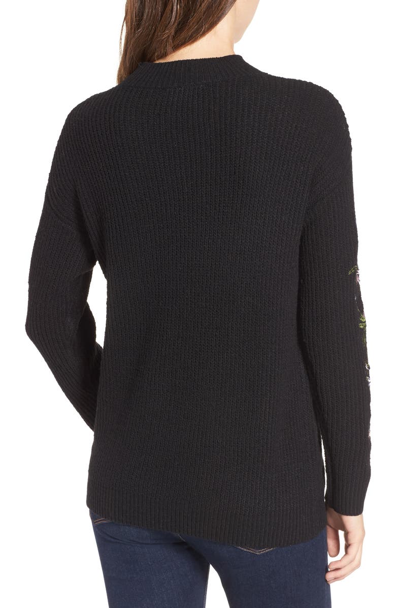 Woven Heart Embroidered Choker Sweater, Alternate, color, 