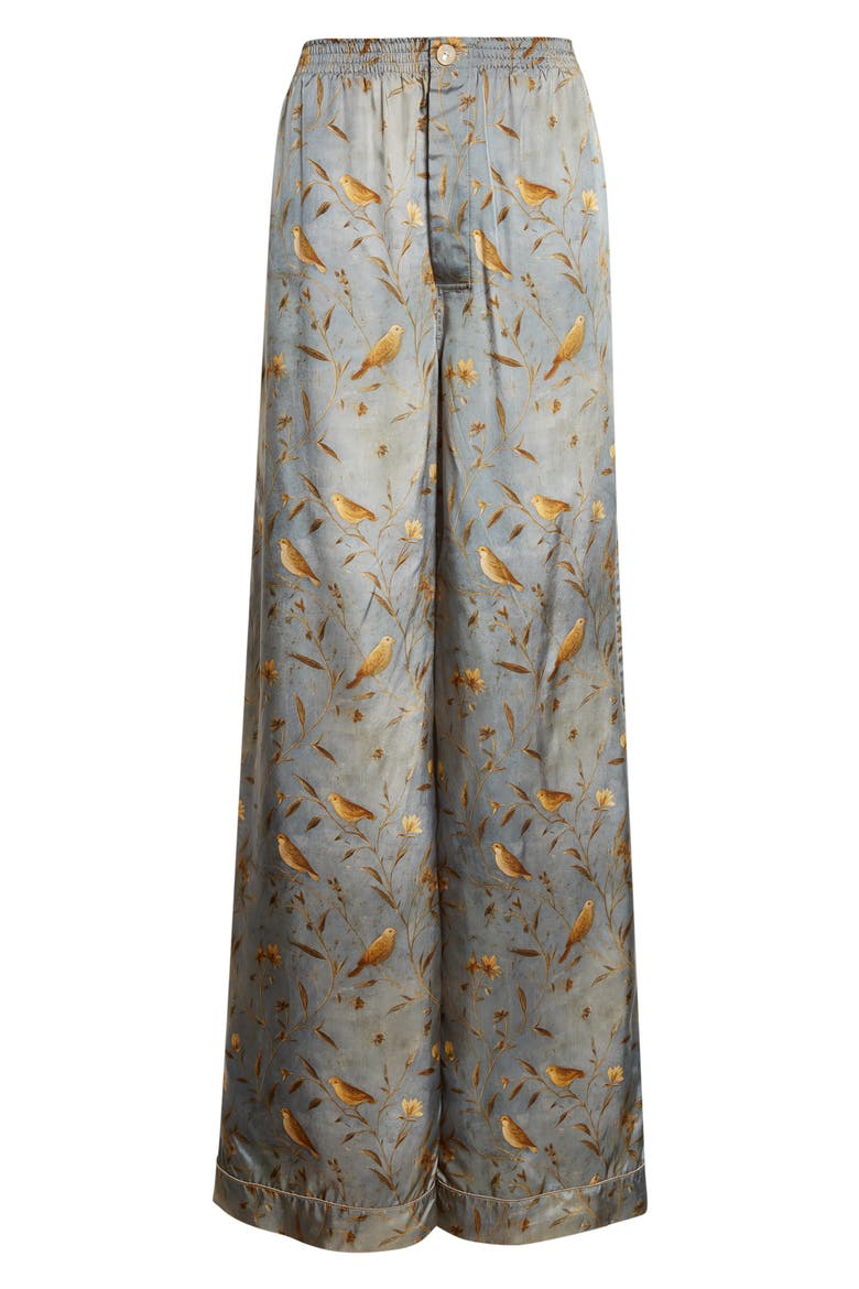Darcy Elastic Waist Pajama Pants, Alternate, color, GOLD BIRD ON BLUE