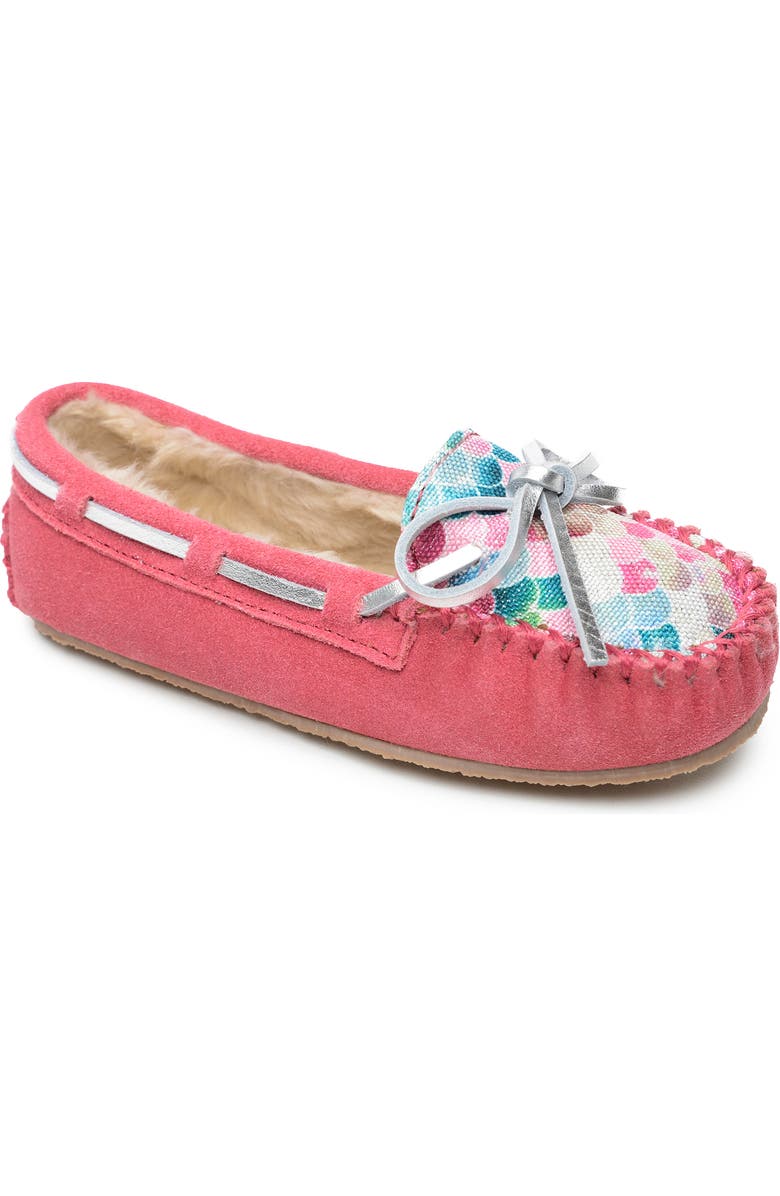 Minnetonka Cassie Faux Fur Slipper, Main, color, Mermaid Hot Pink