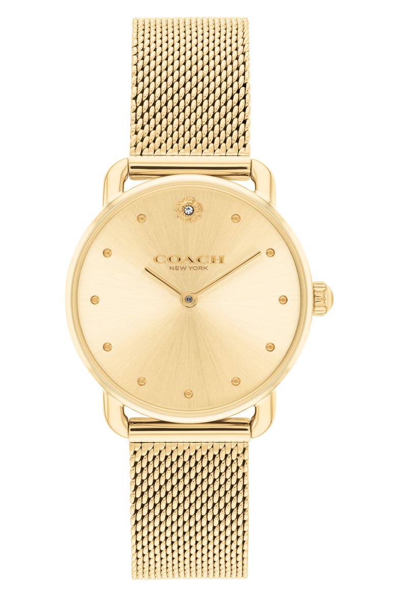 Elliot Mesh Strap Watch, 28mm, Main, color, GOLD