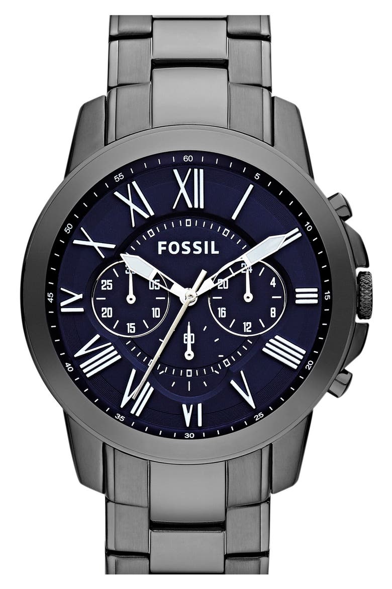 'Grant' Chronograph Bracelet Watch, 44mm, Main, color, SMOKE/ NAVY
