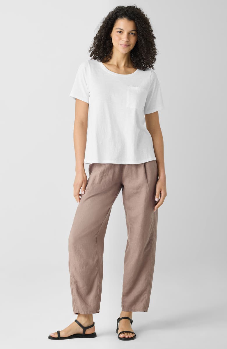 Eileen Fisher Crewneck Pocket Organic Cotton T-Shirt, Alternate, color, White