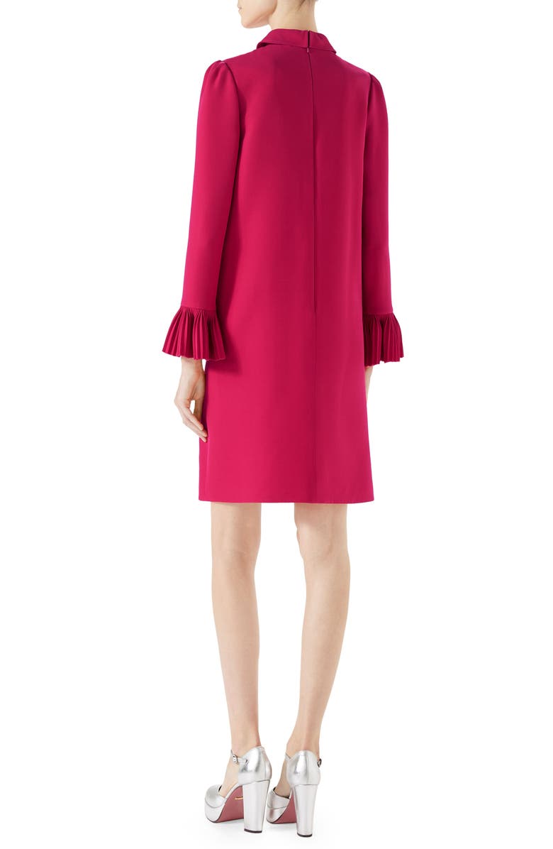 Gucci Plissé Ruffle Cady Crepe Dress, Alternate, color, 